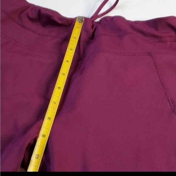 L T ATHLETA CHATARUNGA LASER MESH maroon purple running yoga LEGGINGS LARGE TALL - Picture 2 of 11